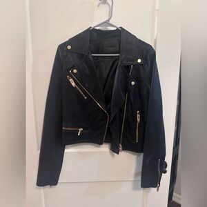 Blank NYC Black Leather Jacket with Gold Zippers